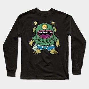 Monster In Underpants With Axe Long Sleeve T-Shirt